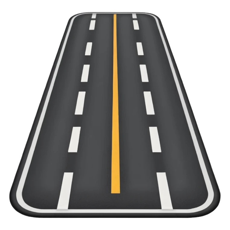simple road emoji, straight highway, clear markings, no cars sticker