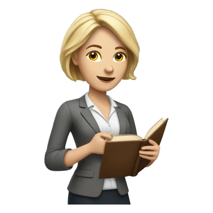 white Teacher woman with a book and a pointer  sticker