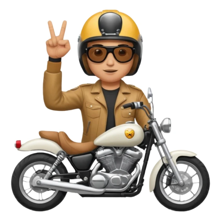 Jul qui fe le signe jul sur une moto sticker