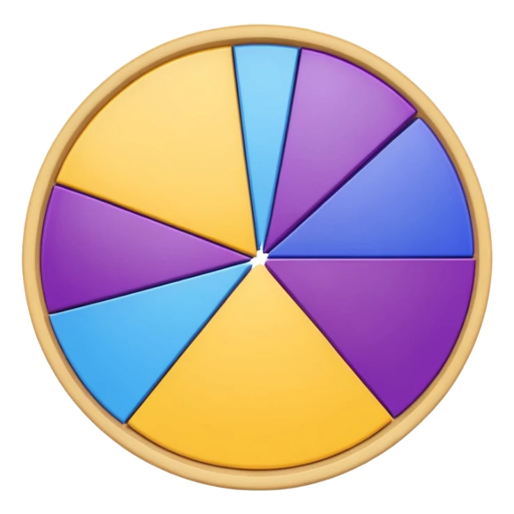 A pie chart with purple, yellow and blue colors only sticker