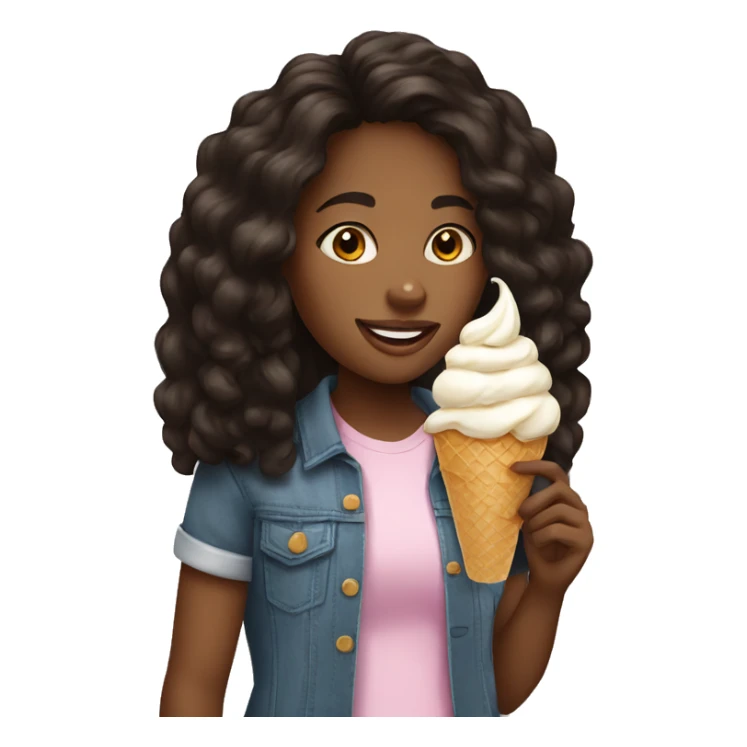 Black teen girl is eating ice cream sticker