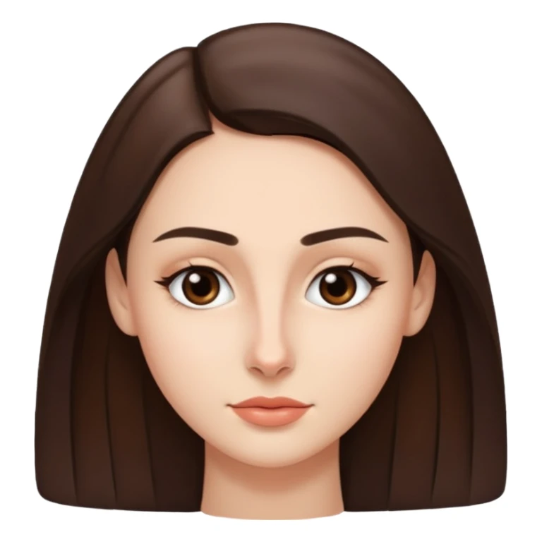a brunette with thin nose almost sharp jaw line perfect eye brows  sticker