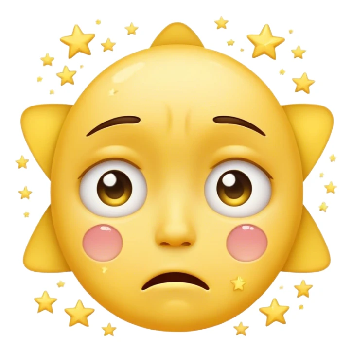 yellow face with stars surrounding it crying with cute eyes sticker