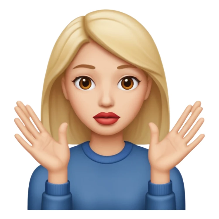 I want an emoji with big lips and hands with an judging vibe sticker