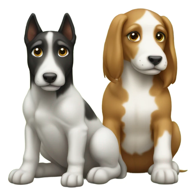 A puppy sitting next to a horse standing up sticker