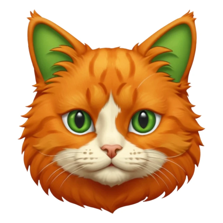 try orange cat missing his right eye and has a green left eye, with an orange patch of fur near his nose sticker