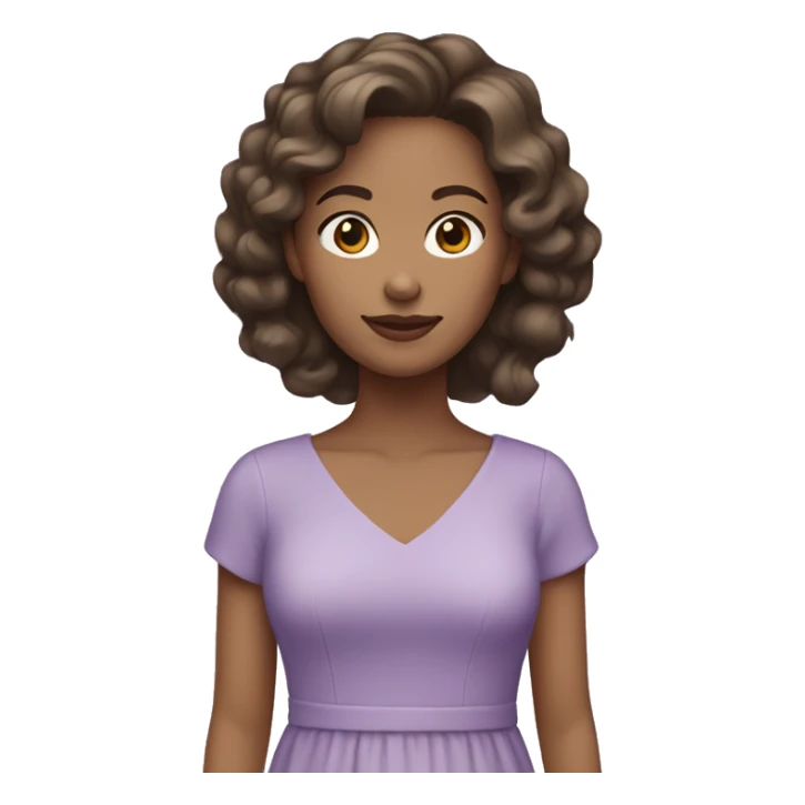 Brunette light skin tone wearing a light purple dress sticker