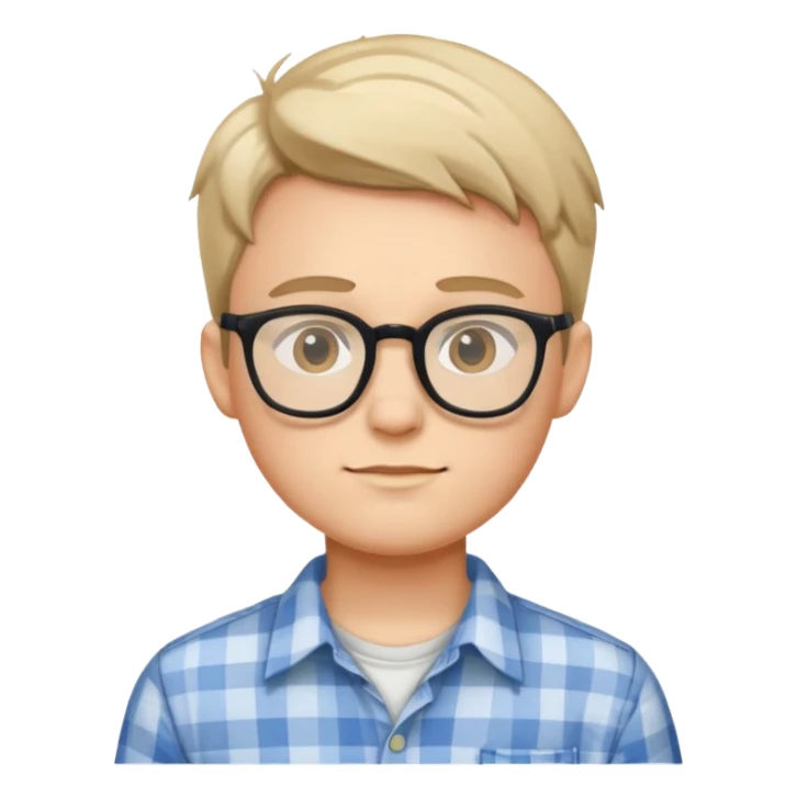 boy with glasses and casual shirt sticker