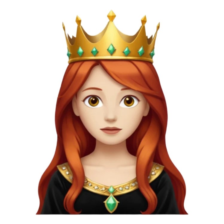 red-haired long hair princes with crown mustace. dark outfit sticker