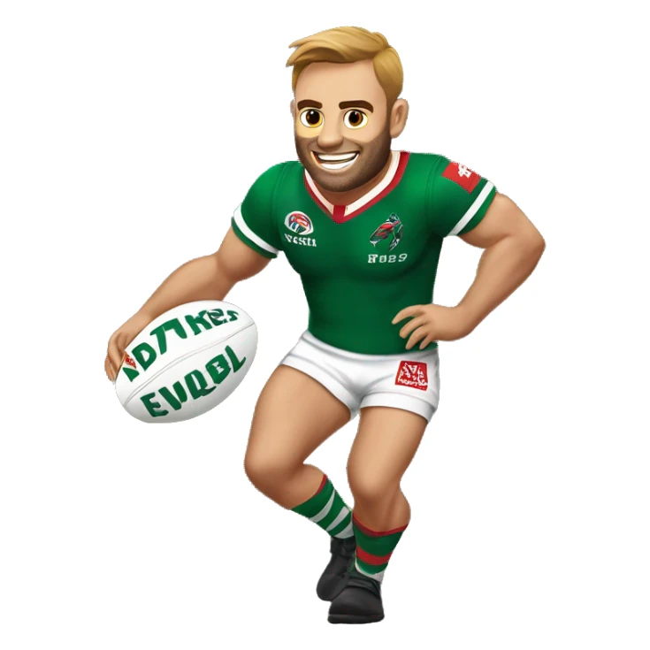 Seth Sydney Rabbitohs riding an NRL ball ￼ sticker