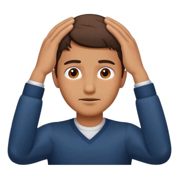 decision gesture man hands on top of the head sticker