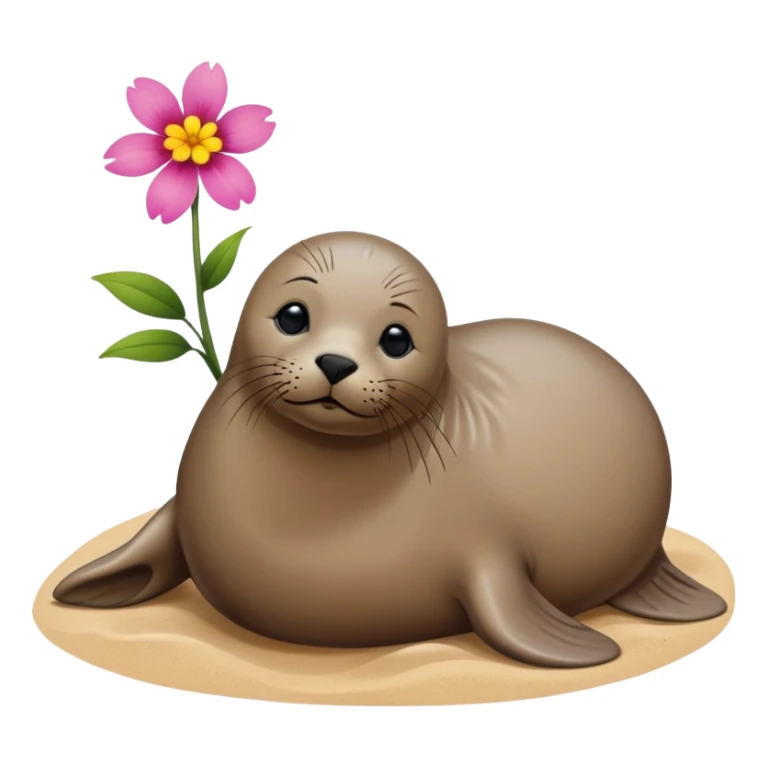 Seal on the beach with the flower on the head sticker