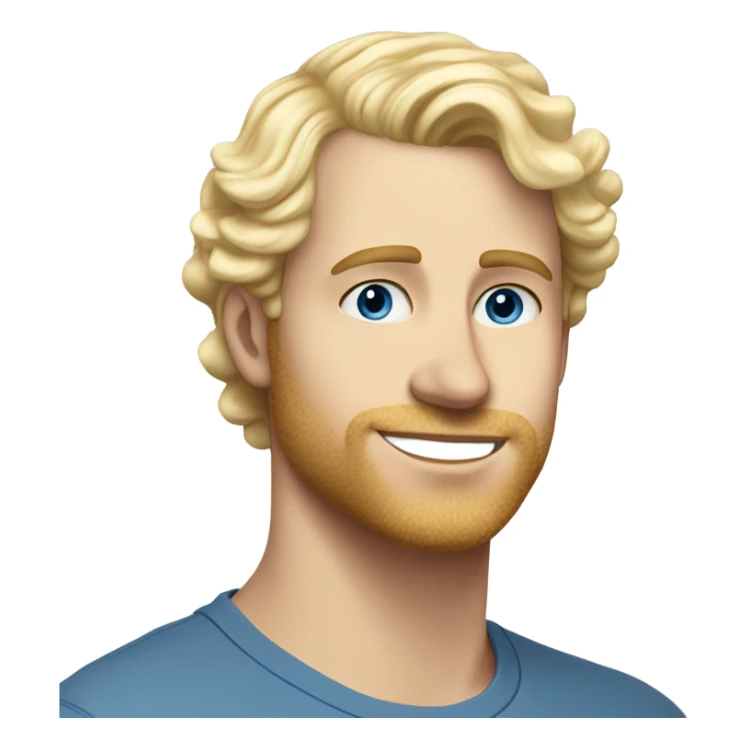 3/4 profile light curl blonde 30yo man blue eyed pale skin sticker