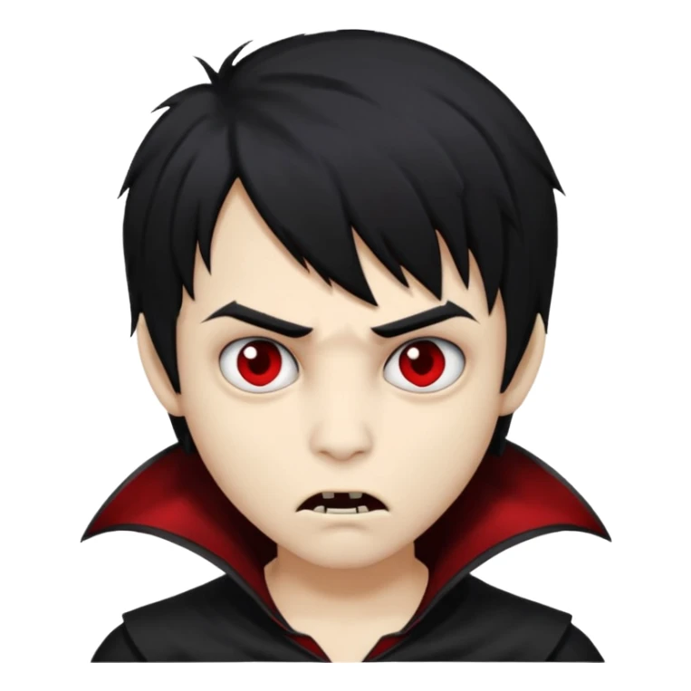 Boy, vampire, black hair, medium long, emo, shaggy, dark, spooky, creepy expression sticker