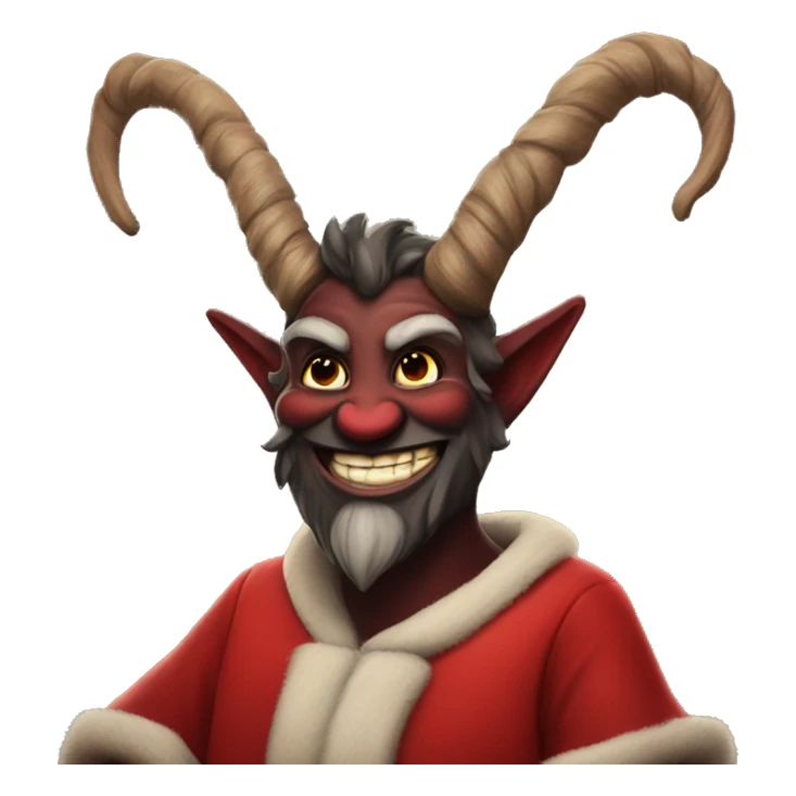 happy krampus in a red robe giving a thumbs up sticker
