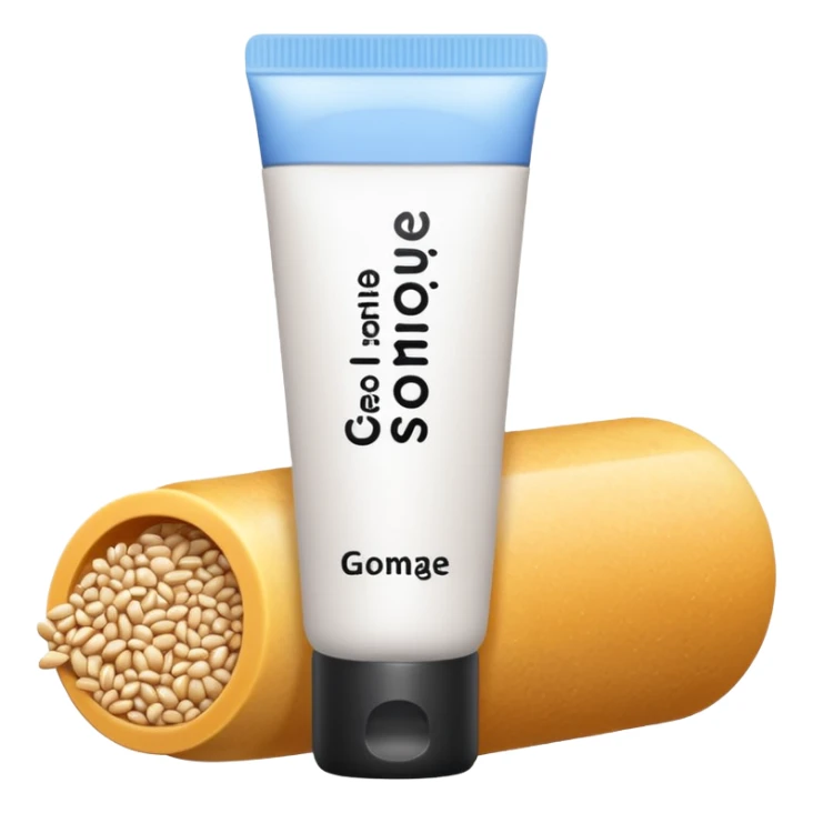 exfoliant/ gommage  grain avec ecriture sticker
