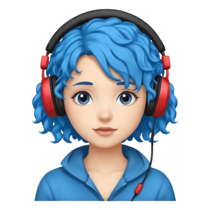blue haired earringed heaphone wearing girl curly haired sticker