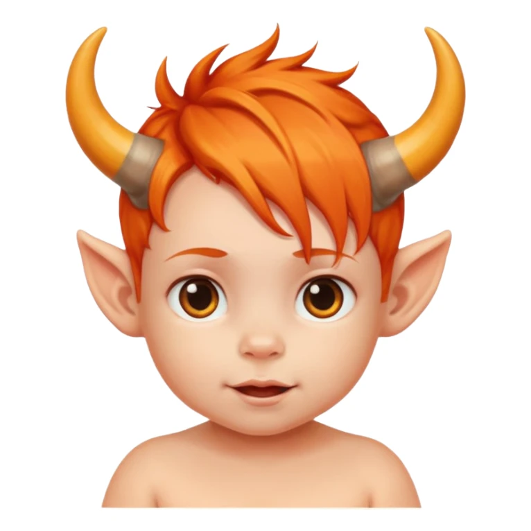 baby with horns and orange hair sticker