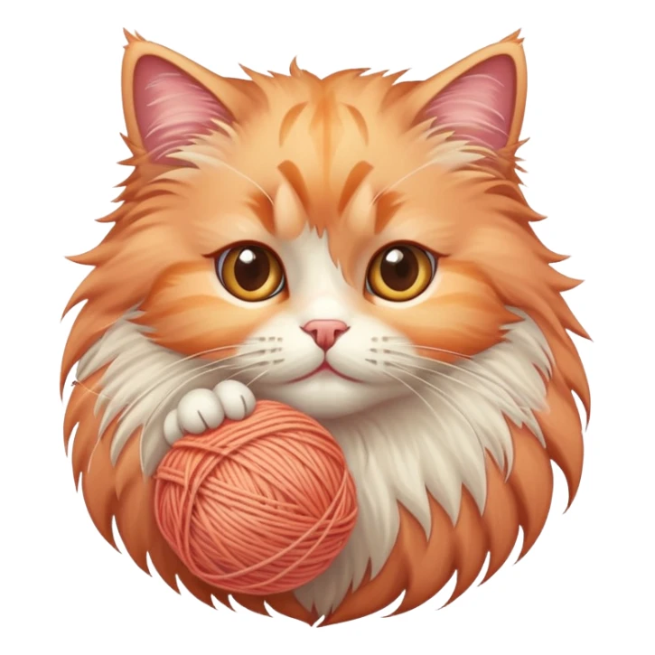 peach fluffy cat playing with a ball of thread sticker