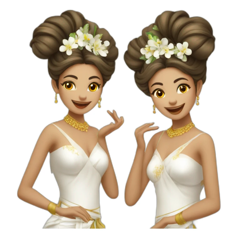 Groupe de danseuses de Bali danse en robe blanche  sticker