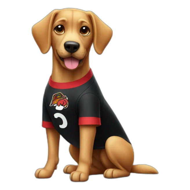 dog wearing a flamengo's shirt sticker