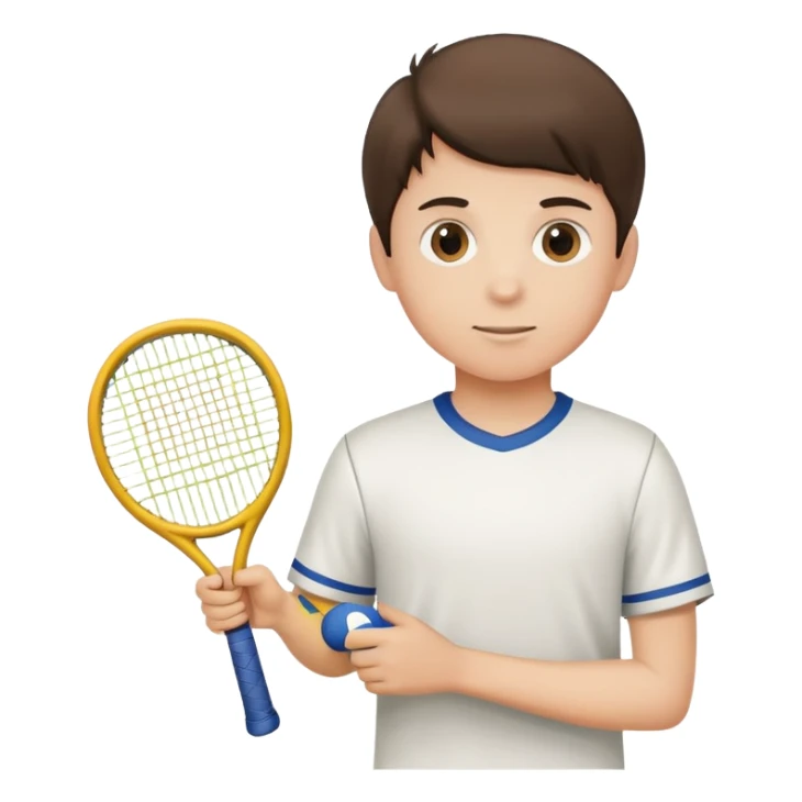 Boy with a tenis and a Football sticker