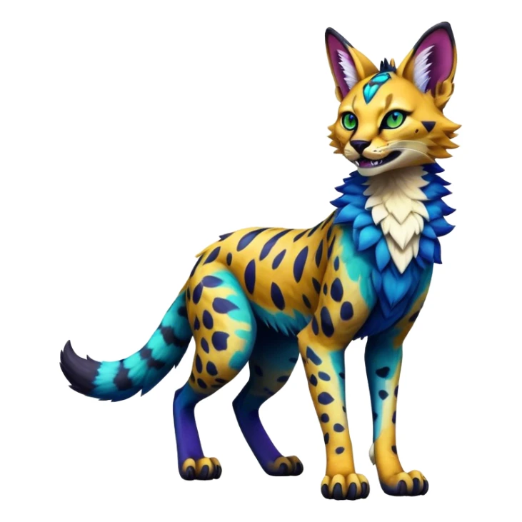 Epic Colorful Dark Sergal-Serval-Vernid full body sticker