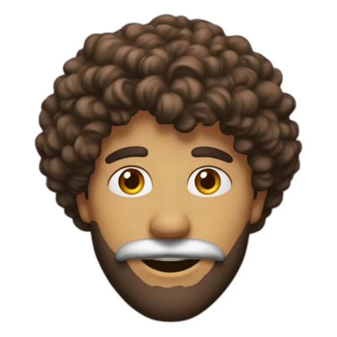 Homme, cheveux long bouclé couleur marron sticker