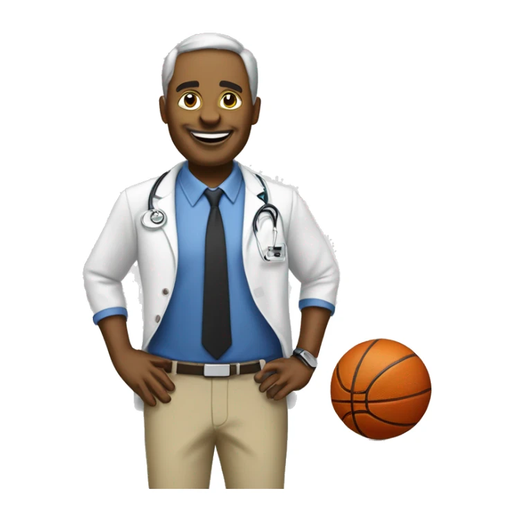 create an emoji for a teacher who has a doctor of education, teaches digital technology ad plays basketball sticker