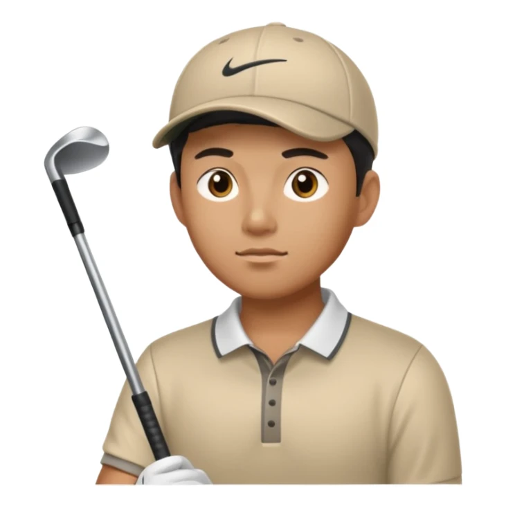 Asian male golfer upper body sticker