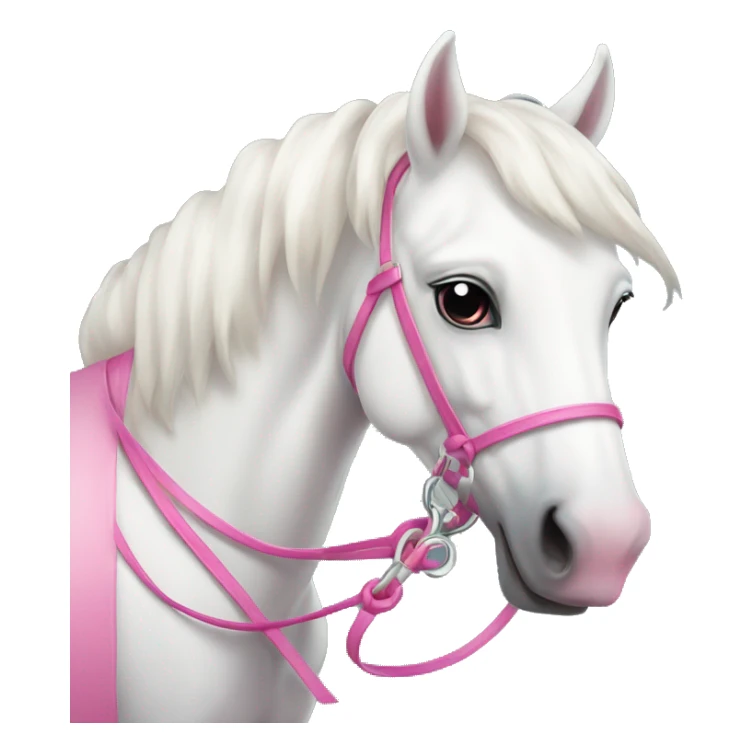 Cute white horse with pink rein sticker