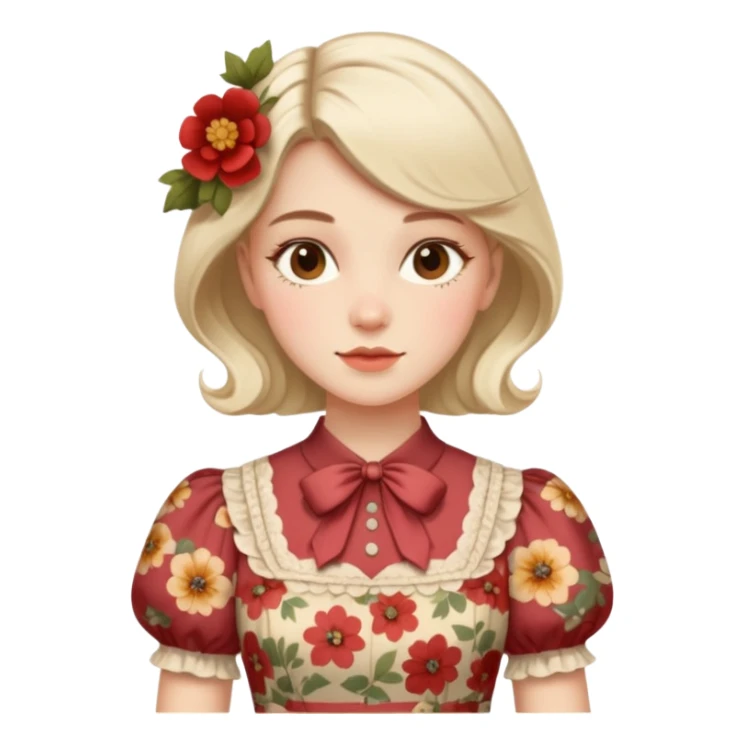 Cottagecore style realistic highly detailed with vintage material dress sticker