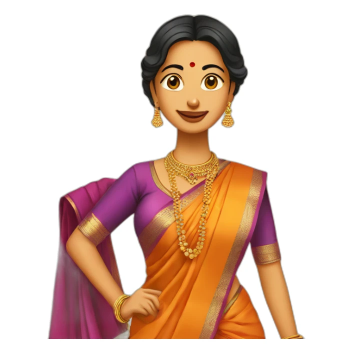Maharashtrian women with saree and Nath  sticker
