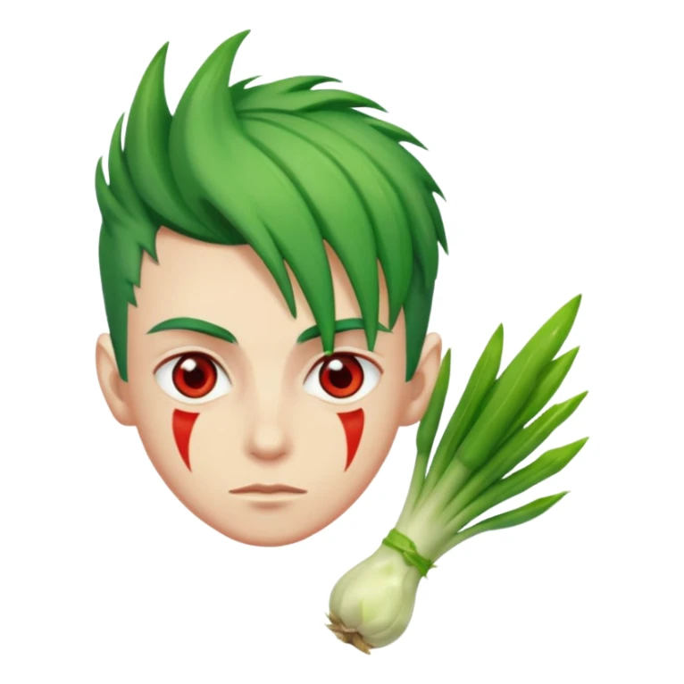 A man with red eye and hair like a leeks sticker