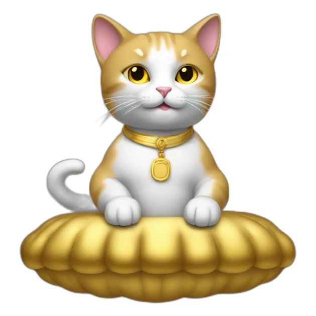 cat secretary sitting on top of the gold cloud sticker