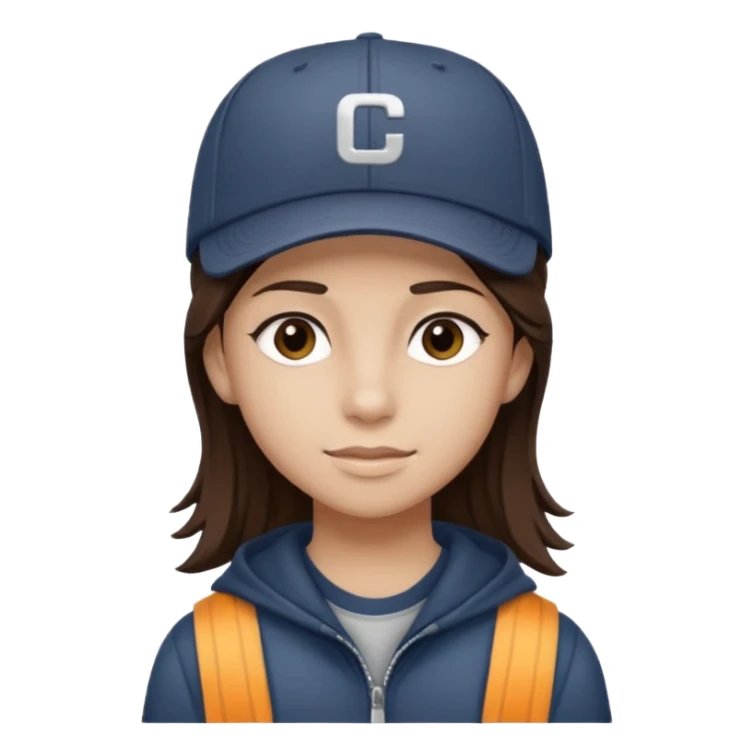 adolescente con gorra, pelo castaño oscuro con rayso de color mono sticker