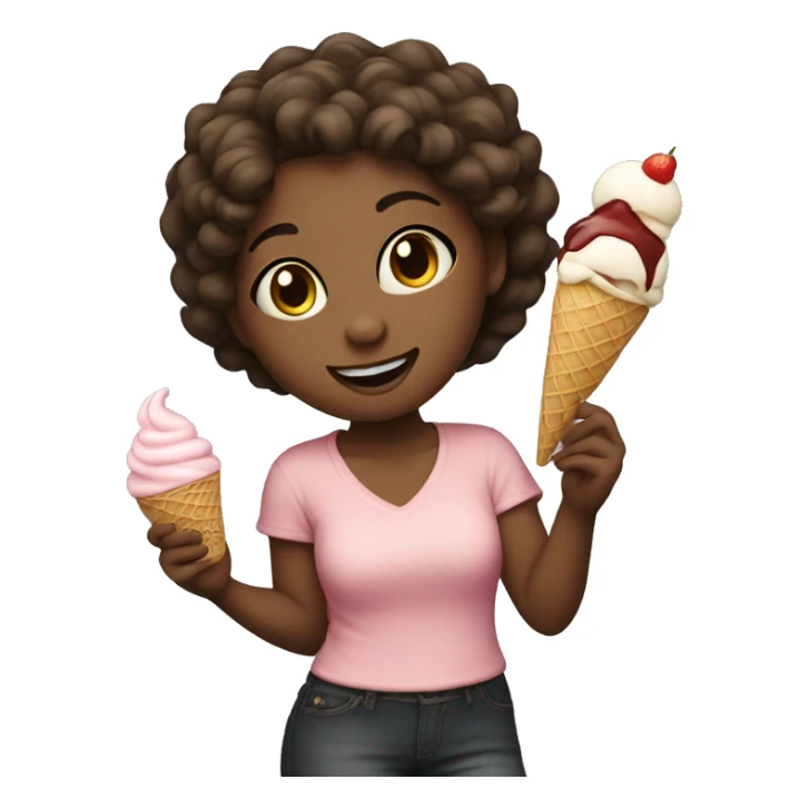 Dancing girl holding a ice cream  sticker