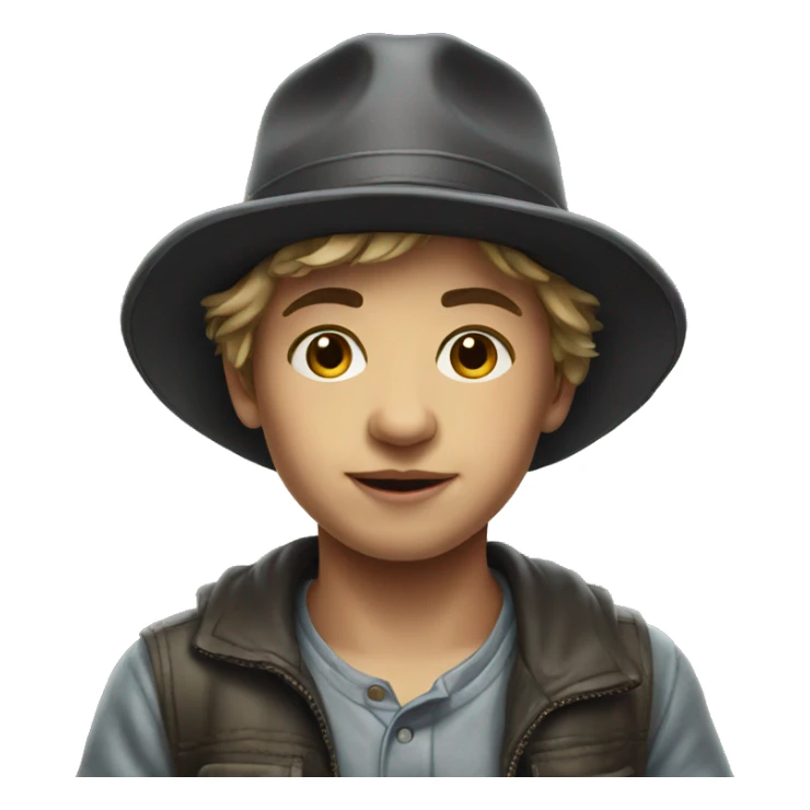 realistic portrait of boy in hat sticker