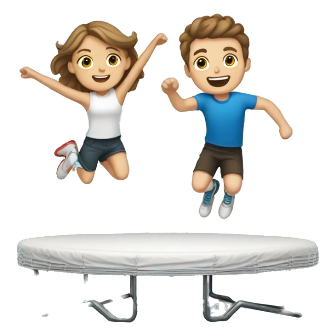 white boy with brown hair and white girl jumping on trampoline  sticker