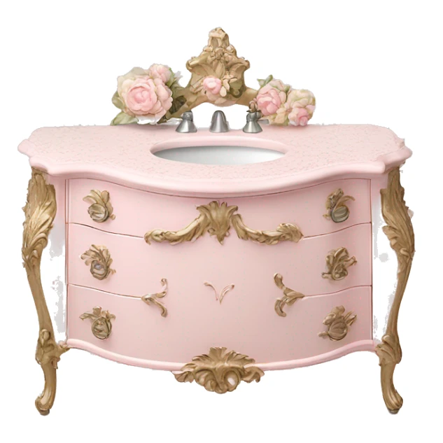vintage rococo light pink dainty floral vanity sticker