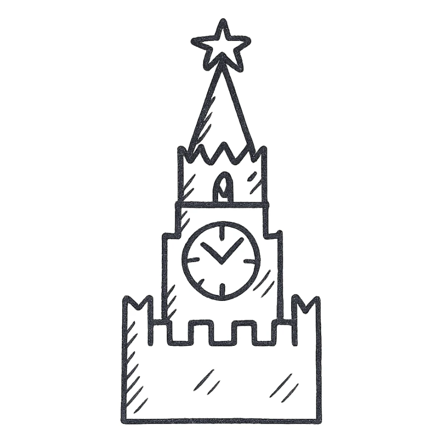 Spasskaya Tower, hand drawn icon style sticker