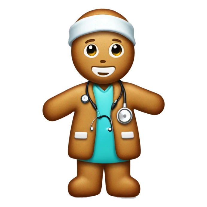A gingerbread wearing a stethoscope and glass sticker