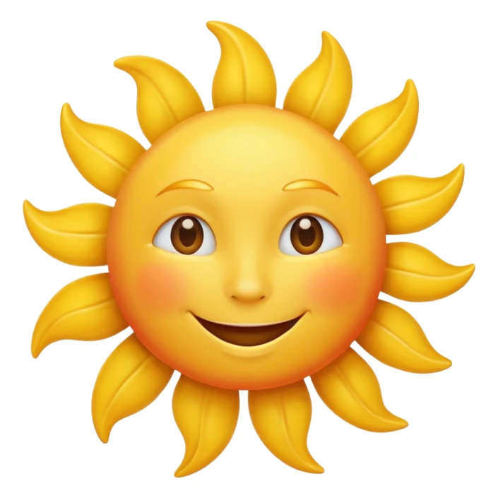 smiling sun emoji, simple and cheerful, apple style sticker