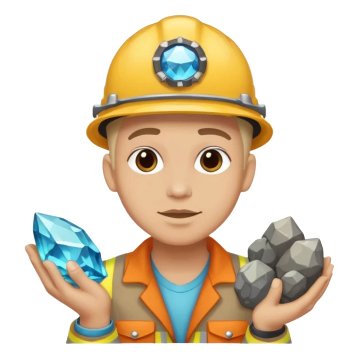 mineral rock fan geologist just face with lots of gem accessories sticker