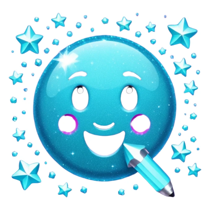 Glitter Purple and Cian less symbol sticker