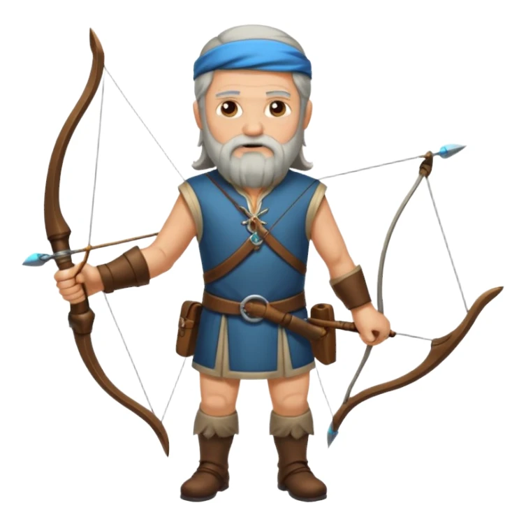 old aged archer dont wear him dress, he should be in long hair , long beard sticker