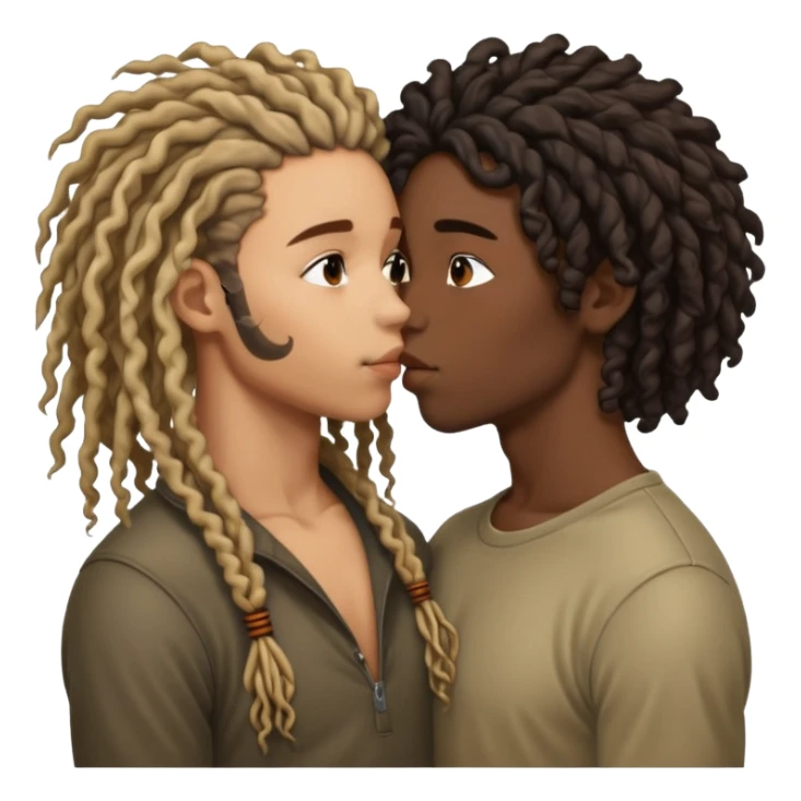 Curly haired lightskin kissing darkskin with dreads sticker