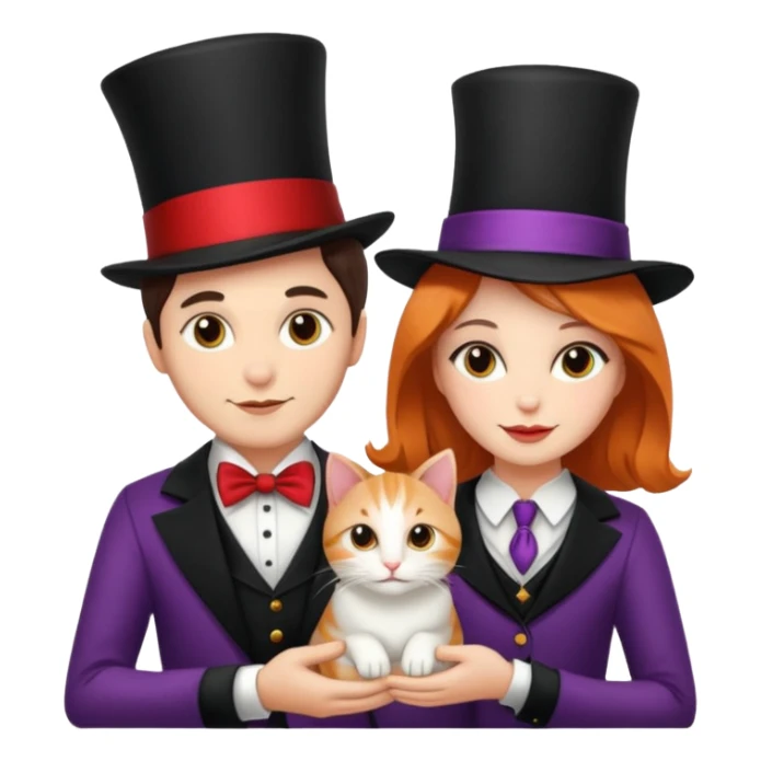 magician couple and their pet cat sticker