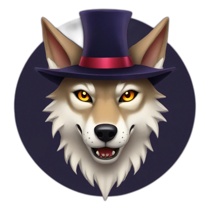 demonic wolf with pentagram top hat and a mysterious night sticker