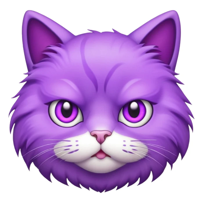 Annoyed, eye-rolling purple emoji cat face sticker